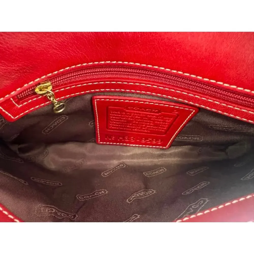 Coach Vintage Legacy West Demi Flap Red Slim Leather Crossbody Bag